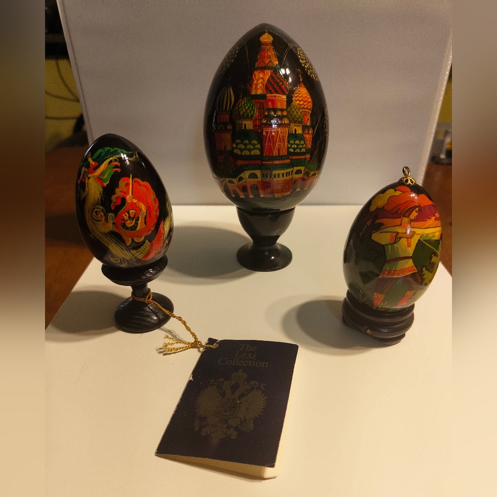 3 Exquisitely Hand Painted Russian Eggs
